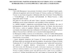 DOCUMENTO DEL PARTITO DEMOCRATICO DI VERONA SULL’ACCORDO DI PROGRAMMA E LO SVILUPPO DELL’AREA DELLA MARANGONA